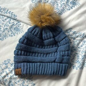 Light Blue C.C. Pom Pom Beanie